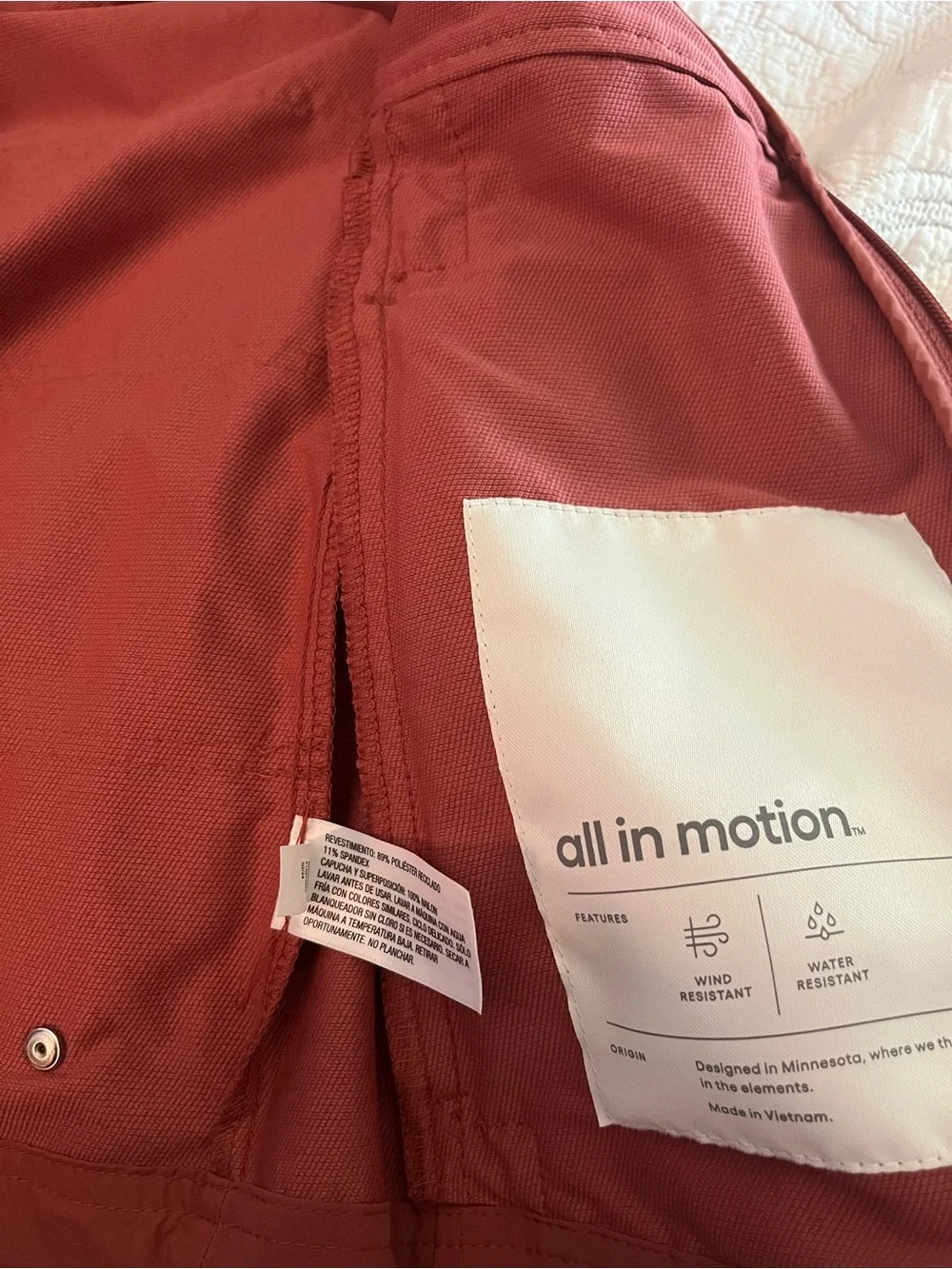 All in Motion Boys Hooded Windbreaker Jacket Rust Orange Size L (10/12)